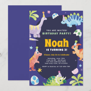 Invitación a la fiesta de cumpleaños de Dinosaur