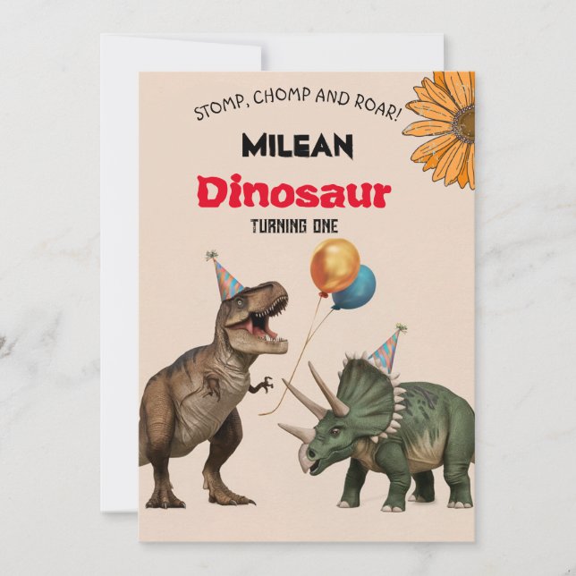 Invitación a la fiesta de cumpleaños de Dinosaur (Anverso)