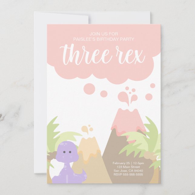 Invitación a la fiesta de cumpleaños de Dinosaur (Anverso)