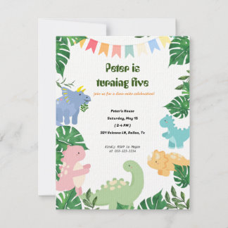 Invitación a la fiesta de cumpleaños de Dinosaur
