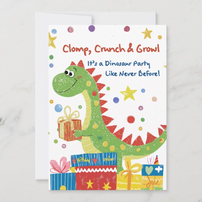 Invitación a la fiesta de cumpleaños de Dinosaur (Anverso)