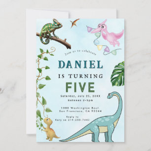 Invitación a la fiesta de cumpleaños de Dinosaur