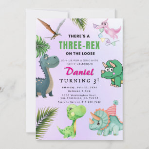 Invitación a la fiesta de cumpleaños de Dinosaur