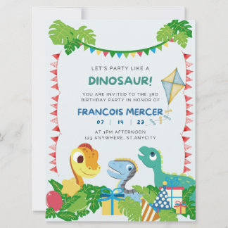 Invitación a la fiesta de cumpleaños de Dinosaur