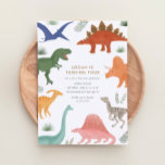 Invitación a la fiesta de cumpleaños de Dinosaur<br><div class="desc">Celebra el cumpleaños de tu pequeña con esta colorida invitación de cumpleaños con tema de dinosaurios.</div>