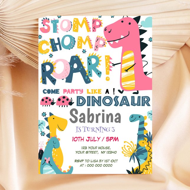 Invitación a la fiesta de cumpleaños de Dinosaur (Subido por el creador)