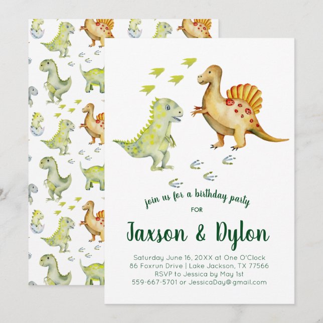 Invitación a la fiesta de cumpleaños de Dinosaur (Anverso / Reverso)