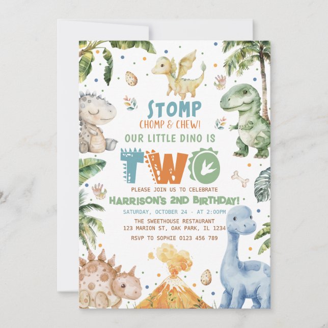 Invitación a la fiesta de cumpleaños de Dinosaur (Anverso)