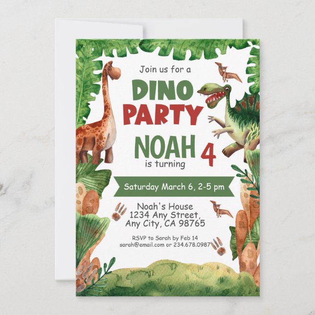 Invitación a la fiesta de cumpleaños de Dinosaur C (Anverso)
