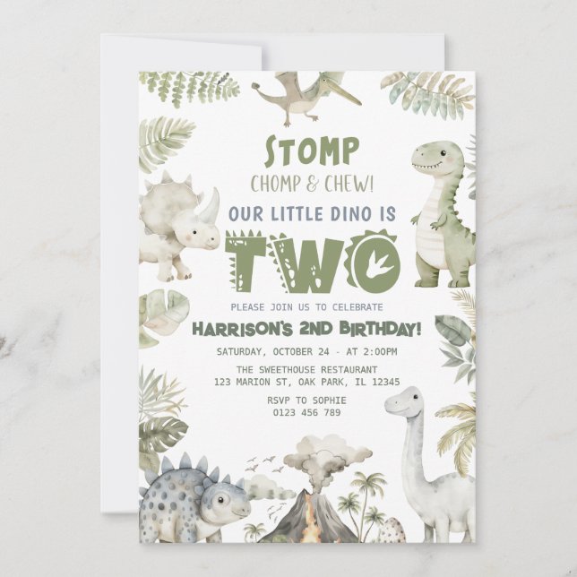 Invitación a la fiesta de cumpleaños de Dinosaur D (Anverso)