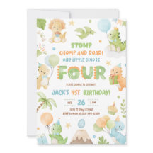 Invitación a la fiesta de cumpleaños de Dinosaur F