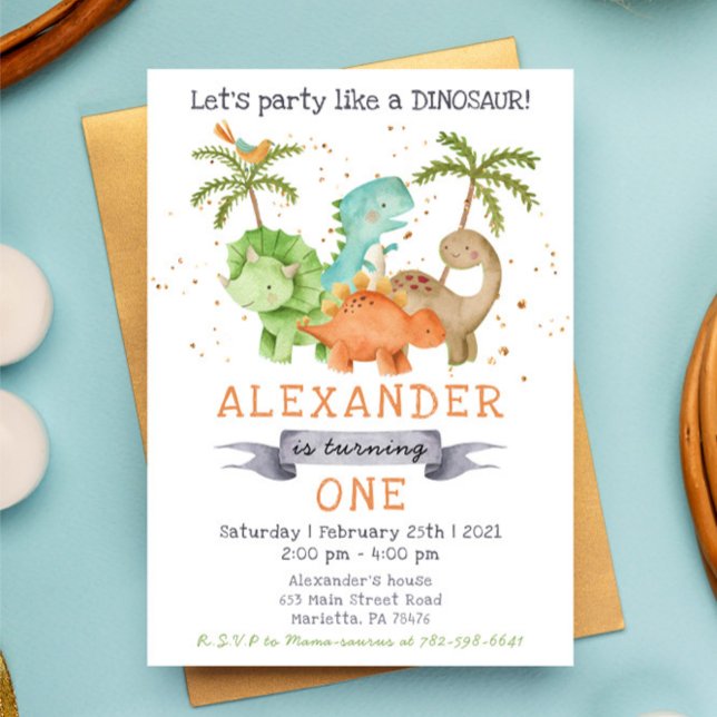 Invitación a la fiesta de cumpleaños de Dinosaur J (Subido por el creador)