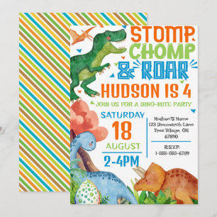 Invitación a la fiesta de cumpleaños de Dinosaur P