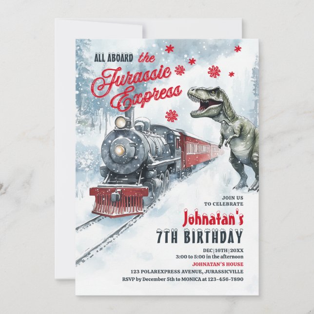 Invitación a la fiesta de cumpleaños de Dinosaur P (Anverso)