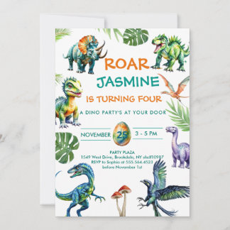 Invitación a la fiesta de cumpleaños de Dinosaur R