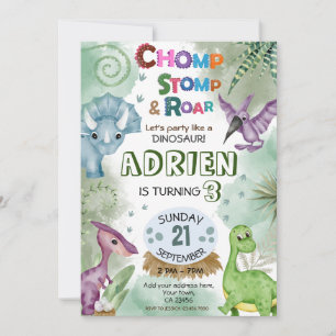 Invitación a la fiesta de cumpleaños de Dinosaur R