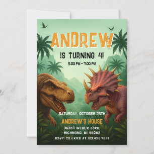 Invitación a la fiesta de cumpleaños de dinosaurio