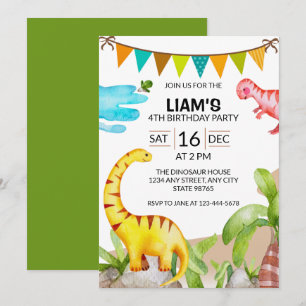 Invitación a la fiesta de cumpleaños de Dinosaurio