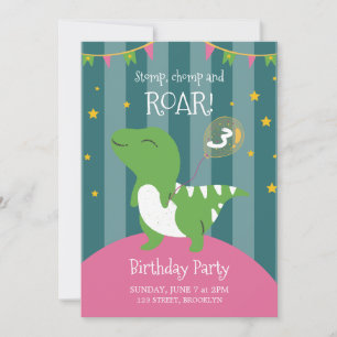 Invitación a la fiesta de cumpleaños de dinosaurio