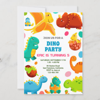 Invitación a la fiesta de cumpleaños de Dinosaurio