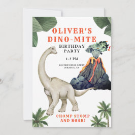 Invitación a la fiesta de cumpleaños de dinosaurio