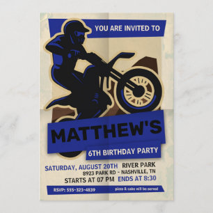 Invitación a la fiesta de cumpleaños de Dirt Bike 