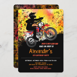 Invitación a la fiesta de cumpleaños de Dirt Bike/