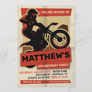 Invitación a la fiesta de cumpleaños de Dirt Bike 
