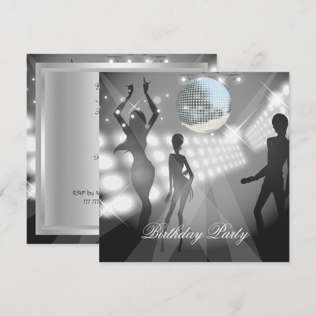 Invitación a la fiesta de cumpleaños de Disco Retr (Anverso / Reverso)