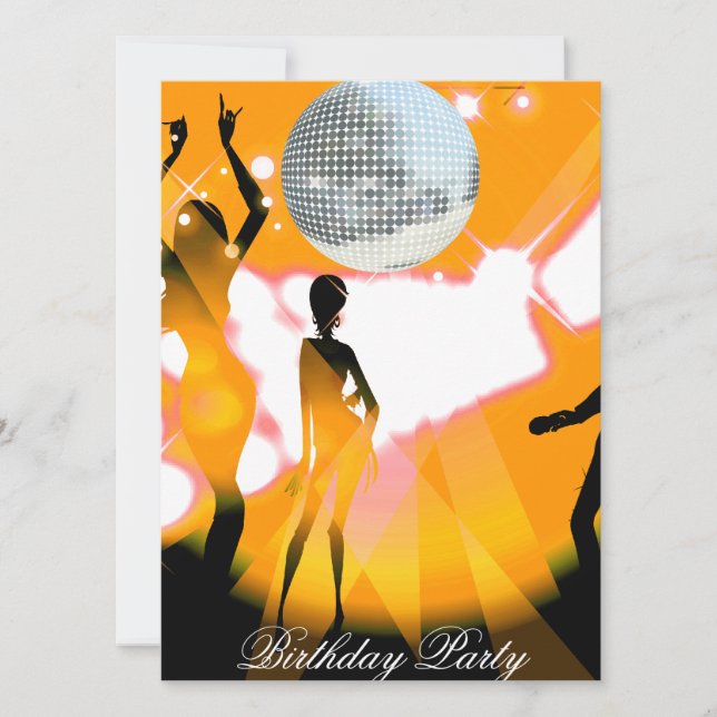 Invitación a la fiesta de cumpleaños de Disco Retr (Anverso)