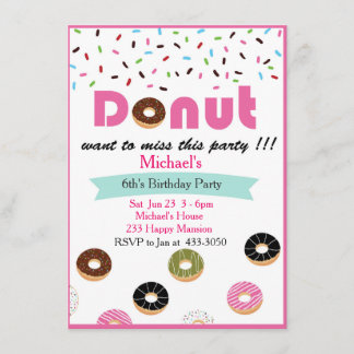 Invitación a la fiesta de cumpleaños de Donut