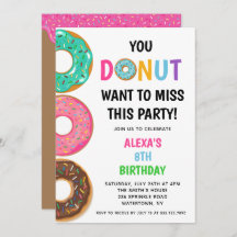 Invitación a la fiesta de cumpleaños de Donut