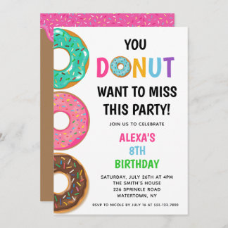 Invitación a la fiesta de cumpleaños de Donut