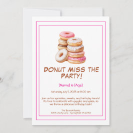 Invitación a la fiesta de cumpleaños de Donut - co