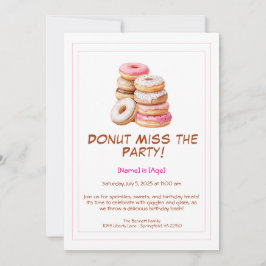 Invitación a la fiesta de cumpleaños de Donut - co