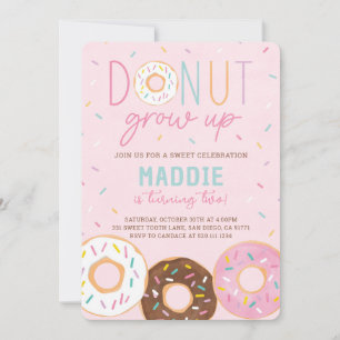 Invitación a la fiesta de cumpleaños de Donut Grow