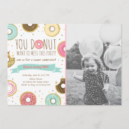 Invitación a la fiesta de cumpleaños de Donut no q
