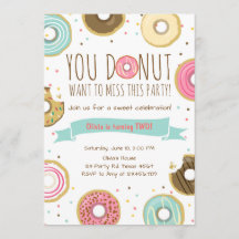 Invitación a la fiesta de cumpleaños de Donut no q