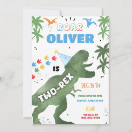 Invitación a la fiesta de cumpleaños de dos dinosa