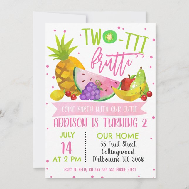 Invitación a la fiesta de cumpleaños de dos tti fr (Anverso)