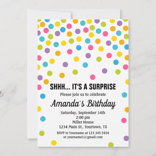 Invitación a la fiesta de cumpleaños de Dots (Anverso)