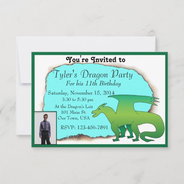 Invitación a la fiesta de cumpleaños de Dragon per (Anverso)