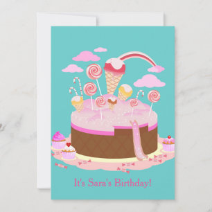 Invitación a la fiesta de cumpleaños de dulces y c