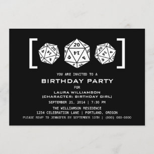 Invitación a la fiesta de cumpleaños de Ebony D20 