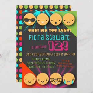 Invitación a la fiesta de cumpleaños de Emoji colo