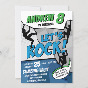 Invitación a la fiesta de cumpleaños de escalada d