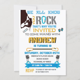 Invitación a la fiesta de cumpleaños de escalada d