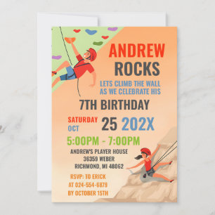Invitación a la fiesta de cumpleaños de escalada d