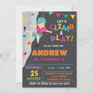 Invitación a la fiesta de cumpleaños de escalada d
