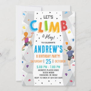 Invitación a la fiesta de cumpleaños de escalada d